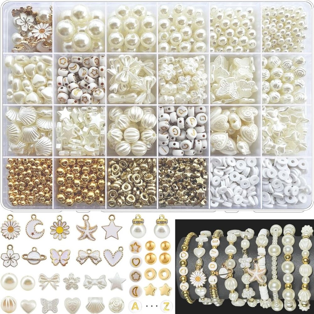 1680pcs Assorted Pearl Beads Bracelet Making Kit